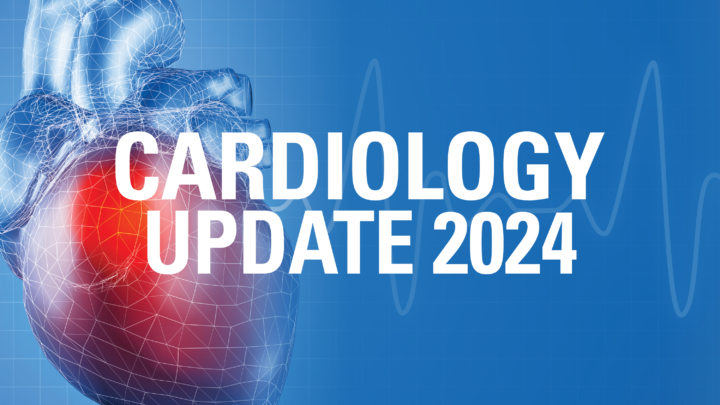 Cardiology Update logo and image of a vector heart